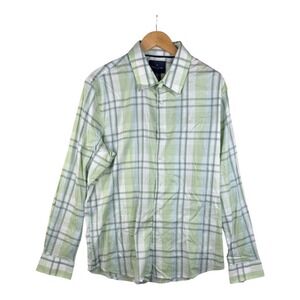 New Daniel Hechter Plaid Long Sleeve Button Down Shirt size XL Green/White/Blue